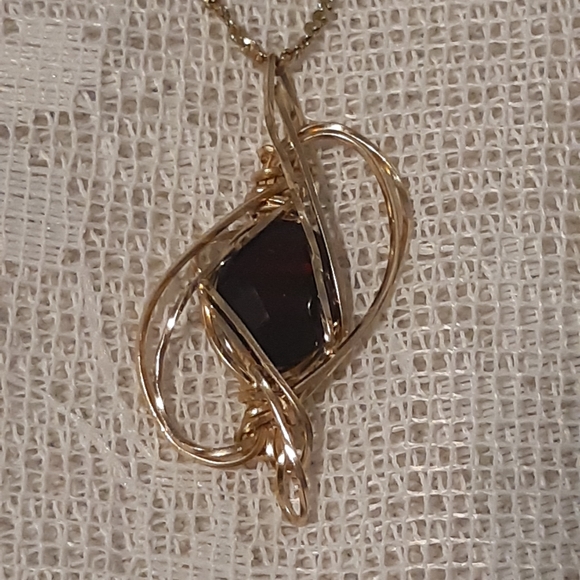 Womans 925 Gold Over Sterling Necklace, With India Ruby Stamped Necklace, 20" L - Picture 11 of 17